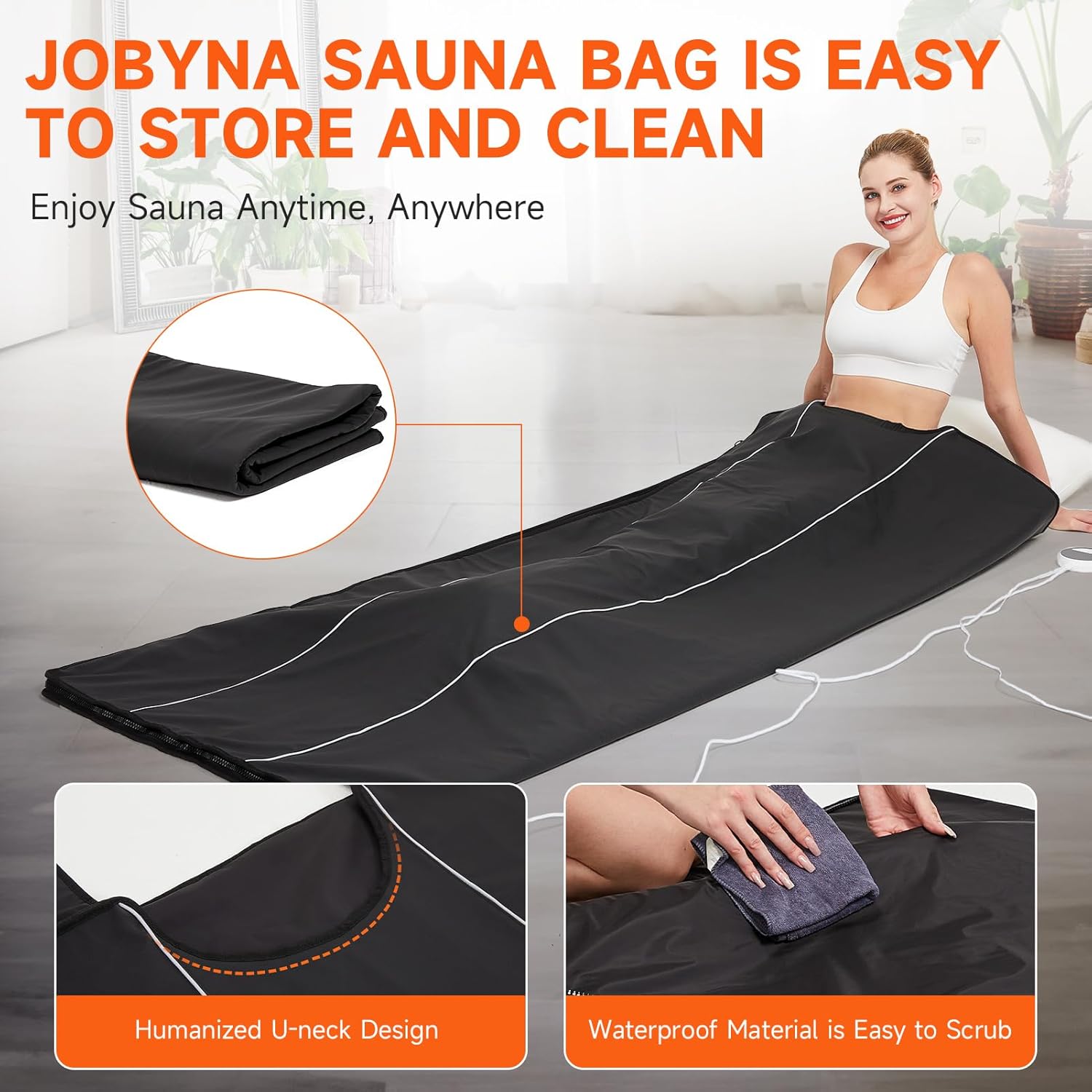 JOBYNA Sauna Blanket for Home, 75'' x 31'' Sauna Blanket with 20-60 Minutes Timer, 86℉-158℉ Temp Adjustable, 280W Auto Shut Off Sauna Bag for Home Relaxation, Wellness & Recovery