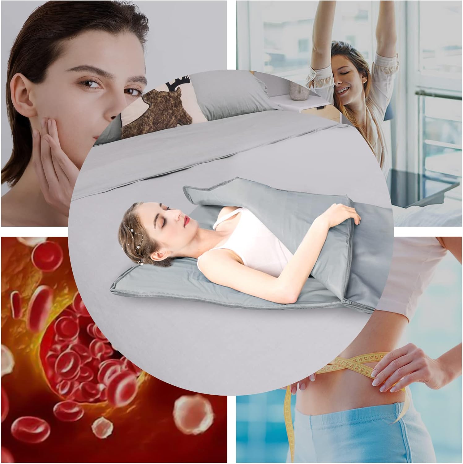 Gdrasuya10 Far Infrared Sauna Blanket Sauna Bag Professional Sauna Machine Health Benefits Beauty Body Shaper Fitness Sauna Blanket Slimming Weight Loss Sauna Spa Blanket,95-176℉ Temperature