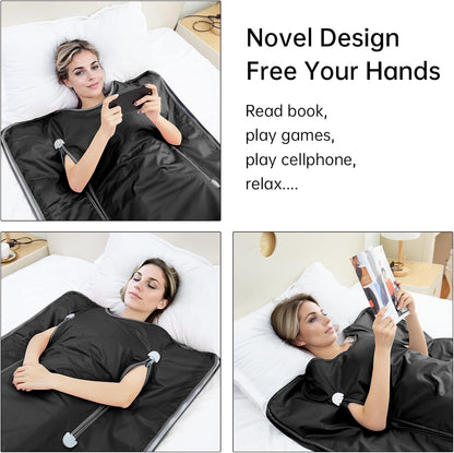 Infrared Sauna Blanket - Sauna Blanket with Remote Control for Exercise Recovery, Portable Infrared Sauna Blanket for Home Relaxation Calm Your Body and Mind Black
