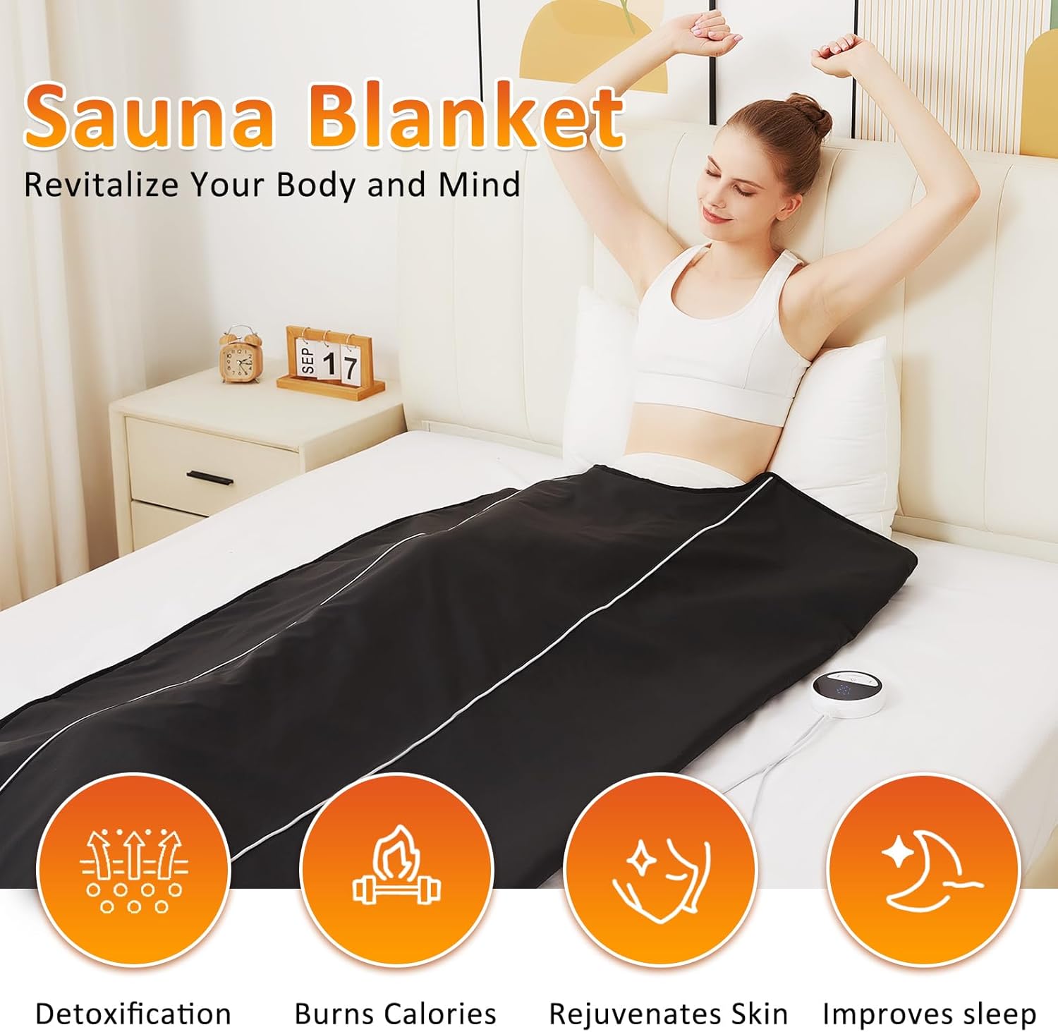 AOBOCO Sauna Blanket - Sauna Blanket for Home Use, Portable Design for Relaxation and Detoxification with 5 Layer Thickened Construction, 86-158°F& 20-60 Minutes, 6.2 ft. x 2.6 ft