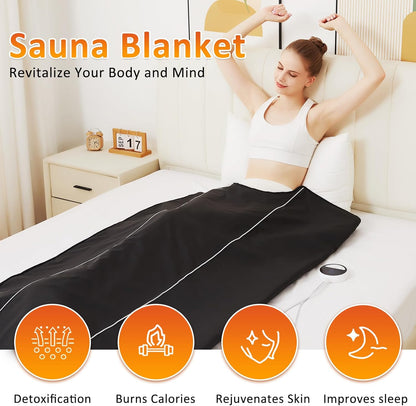 AOBOCO Sauna Blanket - Sauna Blanket for Home Use, Portable Design for Relaxation and Detoxification with 5 Layer Thickened Construction, 86-158°F& 20-60 Minutes, 6.2 ft. x 2.6 ft