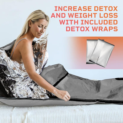LifePro Infrared Sauna Blanket - Personal Sauna for Detox, Tension, and Relaxation - Portable Sauna for Home with Multi-Layer Heating 113°F - 176°F and Remote Control - Included Sauna Detox Wraps