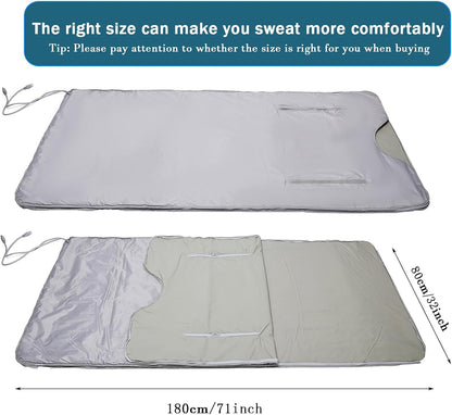 Natural Jade and Tourmaline Heat Sauna Blanket Detox 2025 Upgrade Far Infrared Zipper Sauna Bed Pain Relief Sauna Bag Oxford Cloth (Silver)
