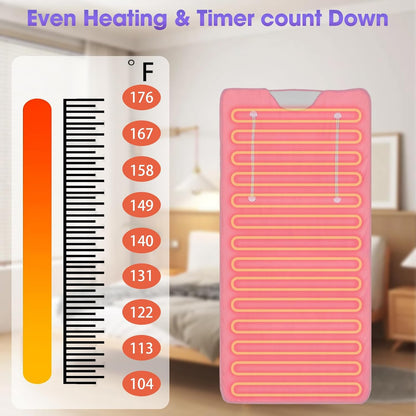 Large Screen Display Remote Control Far Infrared Sauna Blanket Detox Sauna Bed Remove Control Easy Operate Upgrade Infrared Blanket Sauna Blanket Liners 110V US Plug Pink