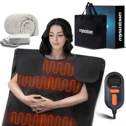 mysuntown Infrared Sauna Blanket for Detoxification，Portable Sauna Blanket for Home use,86-158℉,20-60 Minutes Timer,6.23ft x 2.95ft