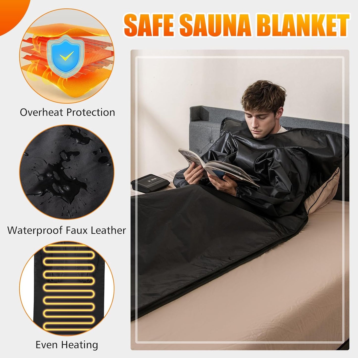 COSTWAY Infrared Sauna Blanket, Portable Full-Body Personal Sauna for Home Use w/Arm Sleeves, Wraps, Carry Bag, 90-180°F Temp Range, 30-90Min Timer, Relaxation & Detoxification, Muscle Tension Relief