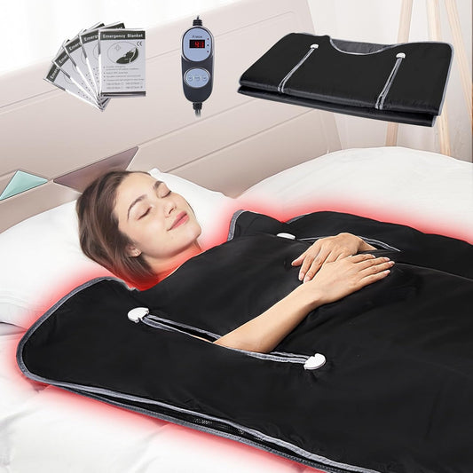 VEVOR Sauna Blanket, Portable Far Infrared Sauna for Home, Oxford Sauna Bag w/Arm Holes & Carbon Fiber Heating, 1-6 Level Adjustable Temp 95-176℉, 5-60 Minutes Timer, 71 x 31 in