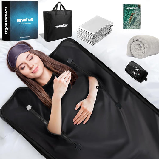 mysuntown Infrared Sauna Blanket for Detoxification，Portable Sauna Blanket for Home use,86-158℉,20-60 Minutes Timer,6.23ft x 2.95ft