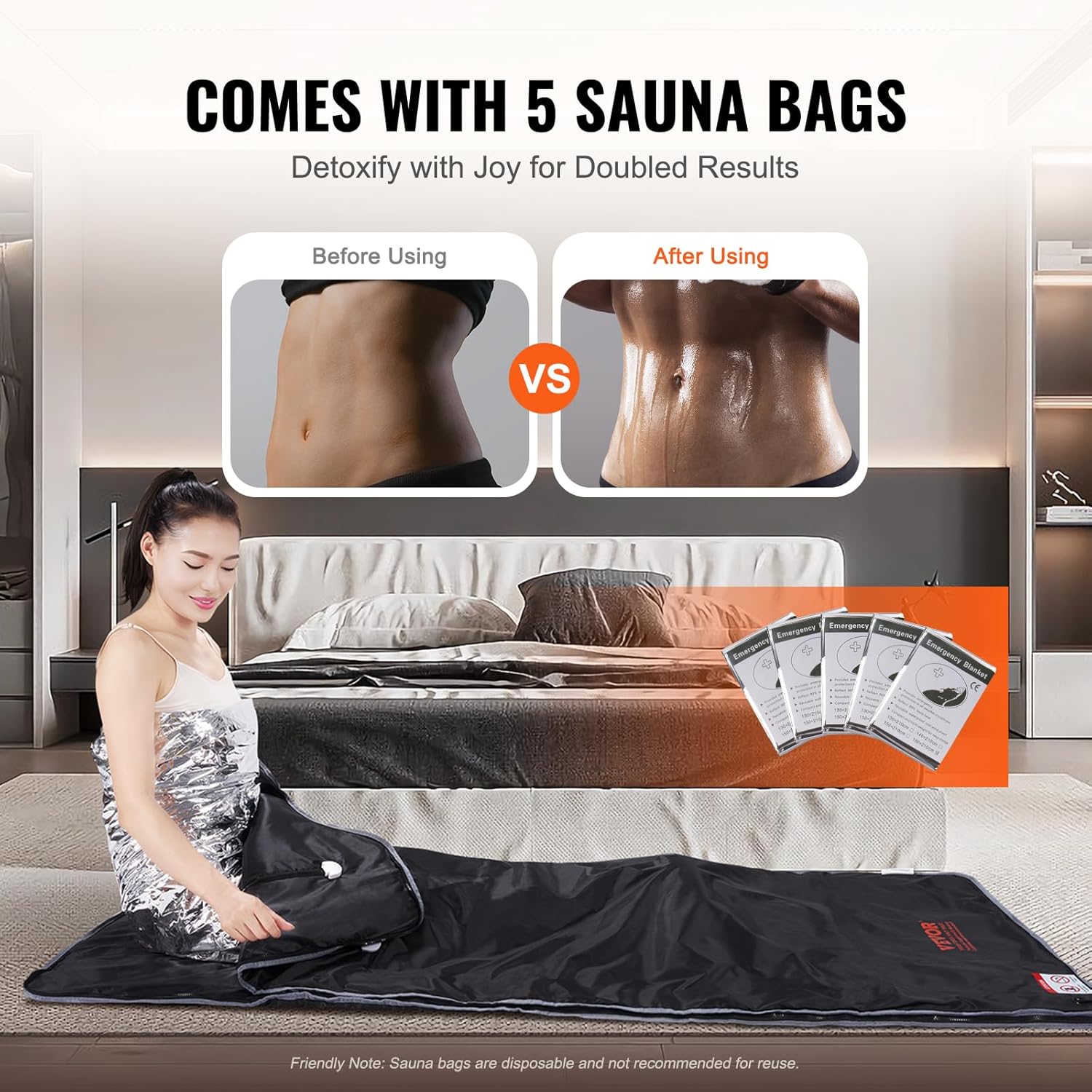 VEVOR Sauna Blanket, Portable Far Infrared Sauna for Home, Oxford Sauna Bag w/Arm Holes & Carbon Fiber Heating, 1-6 Level Adjustable Temp 95-176℉, 5-60 Minutes Timer, 71 x 31 in