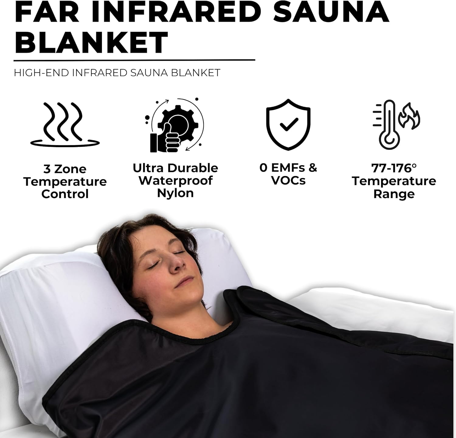 1Love Far Infrared Sauna Blanket | 0 EMFs & VOCs | 77-176°F | 3 Zone Control | Durable Waterproof Nylon | Portable Sauna | Sauna Blanket Blanket for Home Detox | Sauna Bag | Therapeutic Stones - Blue