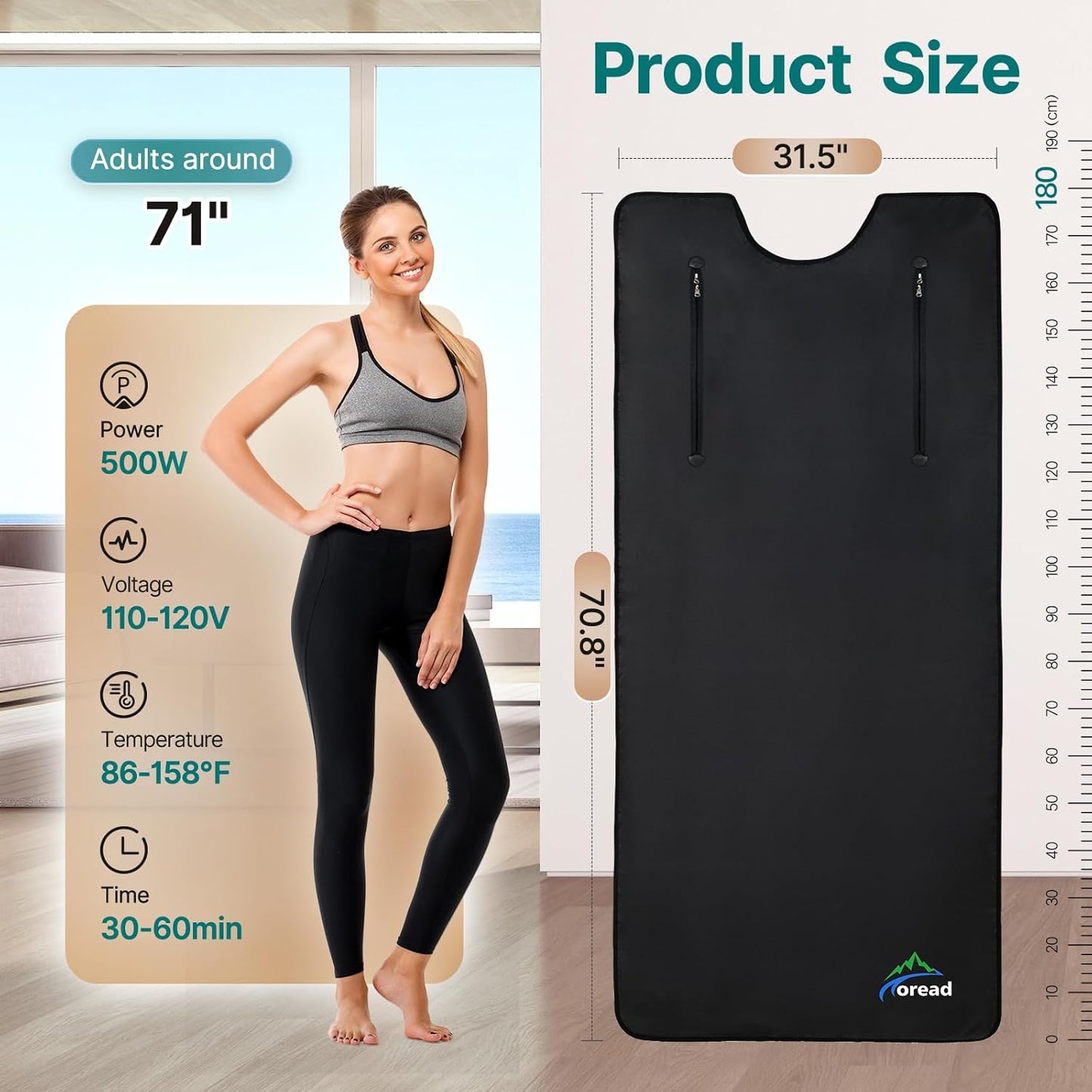 TOREAD Far Infrared Portable Sauna Blanket with Remote Control, Adjustable Temperature, Fast Sweating Sauna Bed Body Heating for Home Relaxation