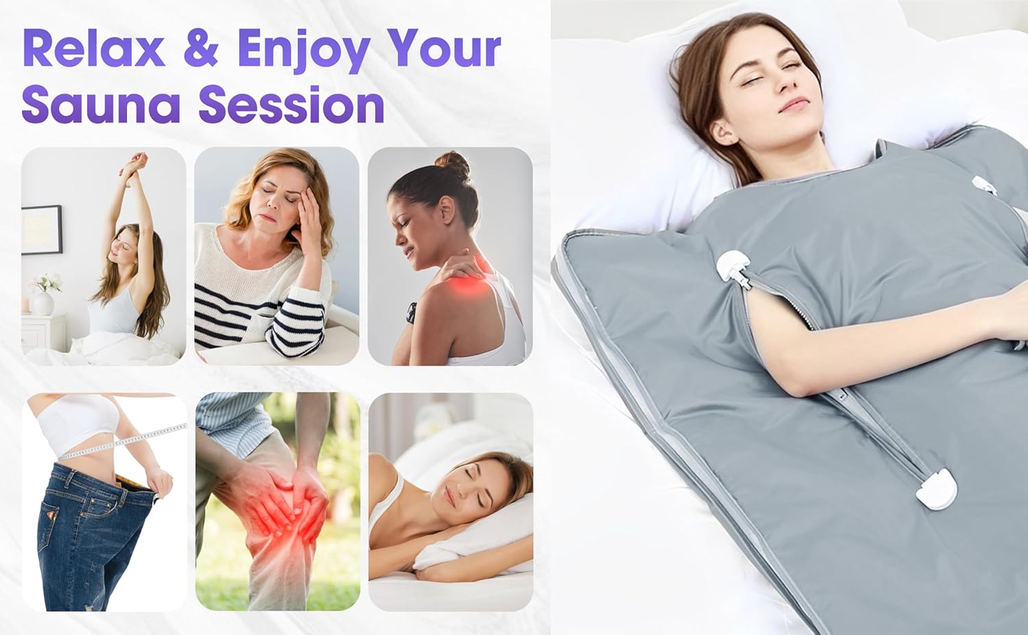 Sauna Blanket Infrared Zipper Oxford Cloth Upgraded Version Professional Detox & Heat Therapy Blanket with Remote (US 110V,71×32 Inches)