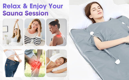 Sauna Blanket Infrared Zipper Oxford Cloth Upgraded Version Professional Detox & Heat Therapy Blanket with Remote (US 110V,71×32 Inches)