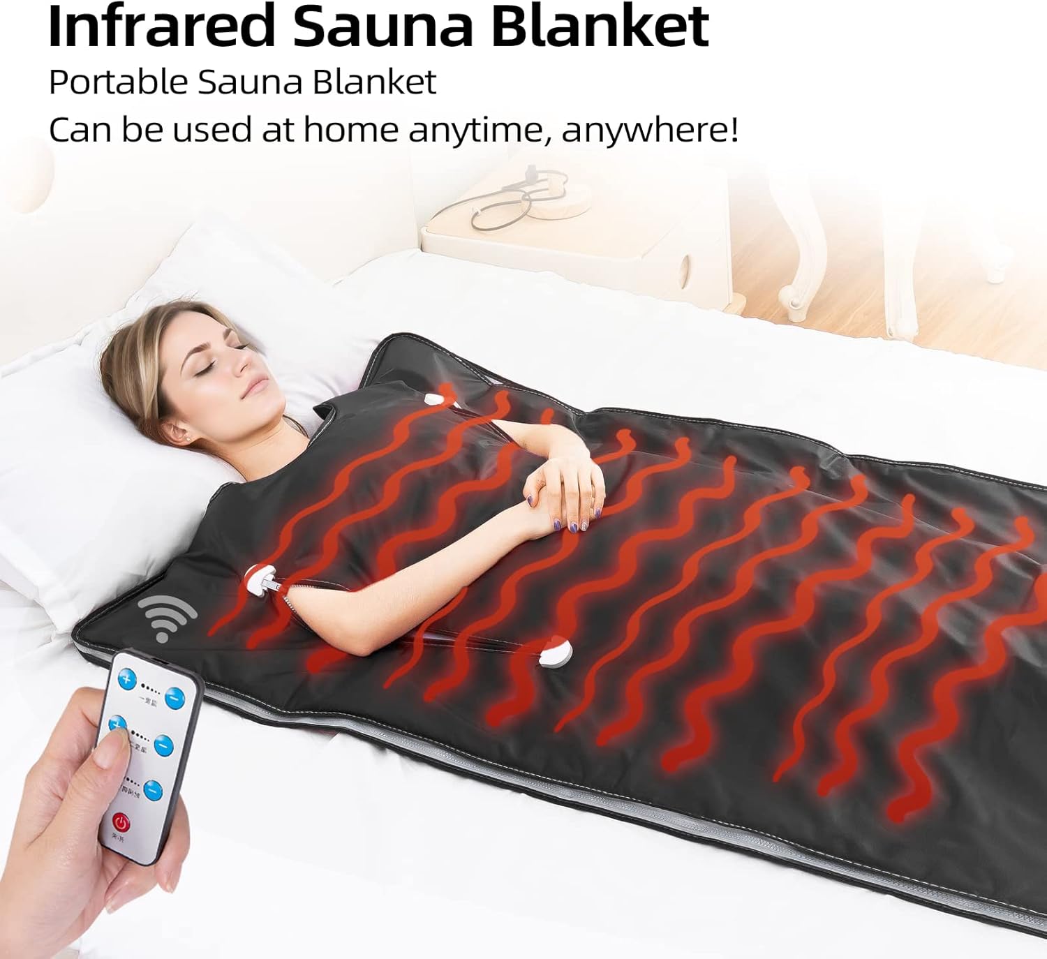 Infrared Sauna Blanket - Sauna Blanket with Remote Control for Exercise Recovery, Portable Infrared Sauna Blanket for Home Relaxation Calm Your Body and Mind Black