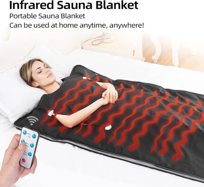 Infrared Sauna Blanket - Sauna Blanket with Remote Control for Exercise Recovery, Portable Infrared Sauna Blanket for Home Relaxation Calm Your Body and Mind Black
