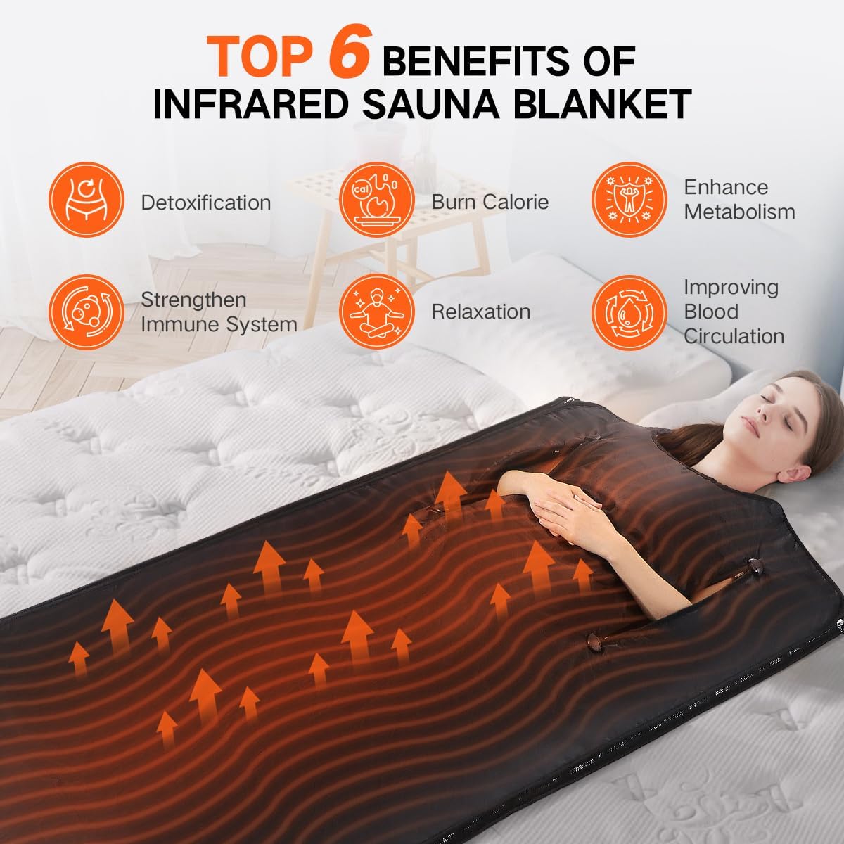 Infrared Sauna Blanket, Portable Sauna Blanket for Detoxification, Crystal Therapy Personal Sauna for Home Relaxation, 1-60 Mins Timer, 95-167℉ Temp Range, 5.74 ft x 2.53ft