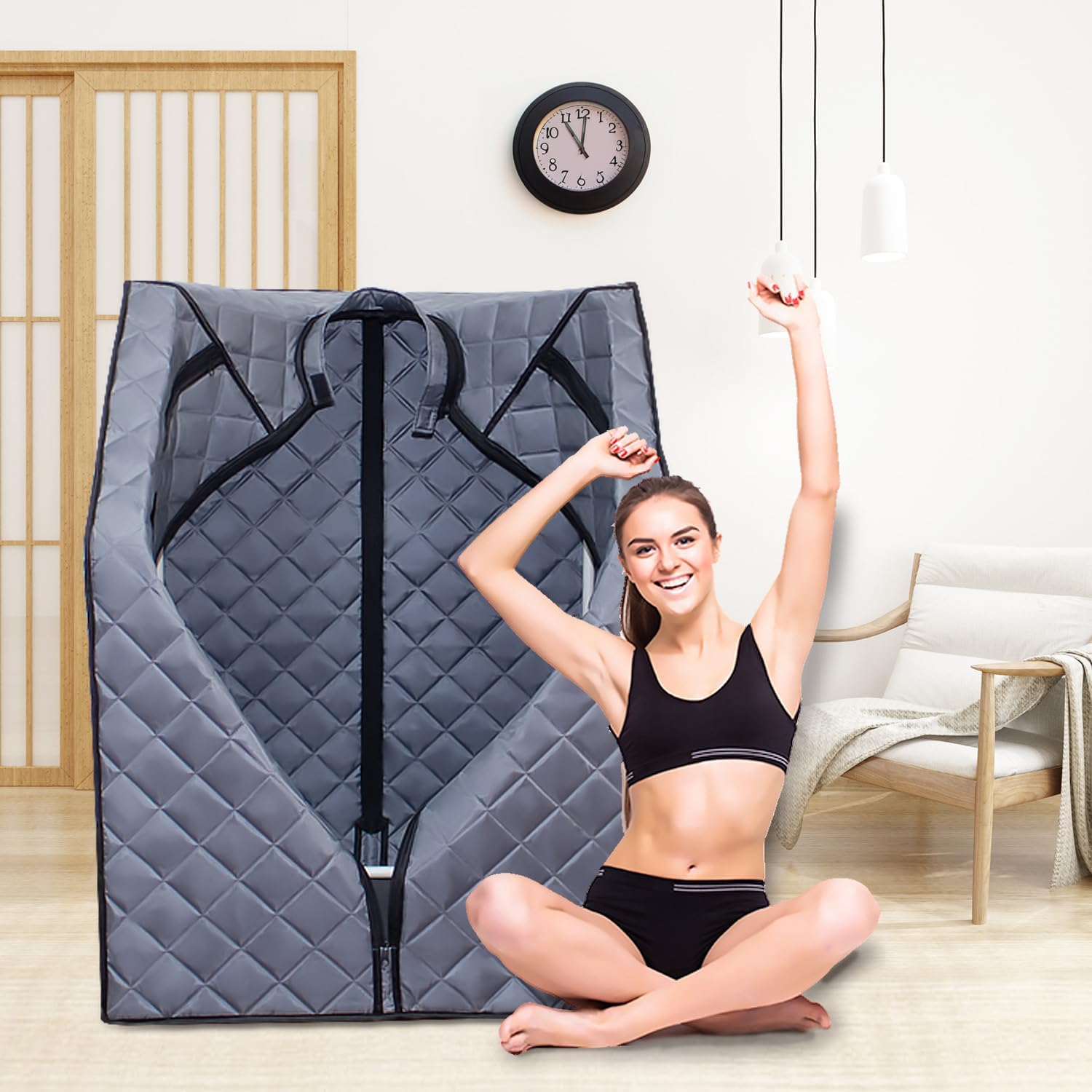 Portable Sauna for Home,Steam Sauna Tent with Large Folding Chair,Infrared Sauna Heater with Remote,Indoor Sauna Box for Spa,Personal Sauna with 1000W Power in Home Sauna