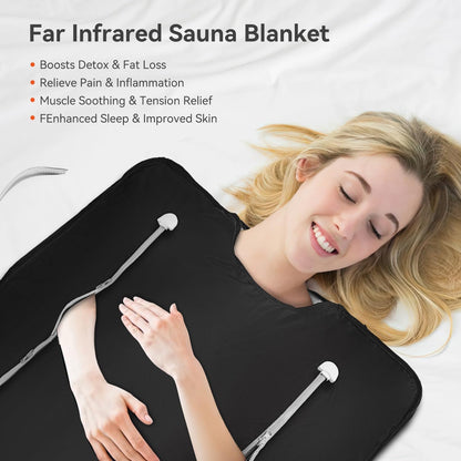 Infrared Sauna Blanket - Sauna Blanket for Optional Heating Layer for Home Relaxation with 5 Layer Thickened Construction, 95℉ - 176℉ & 1-60 Minutes Timer, 6 ft x 2.65 ft