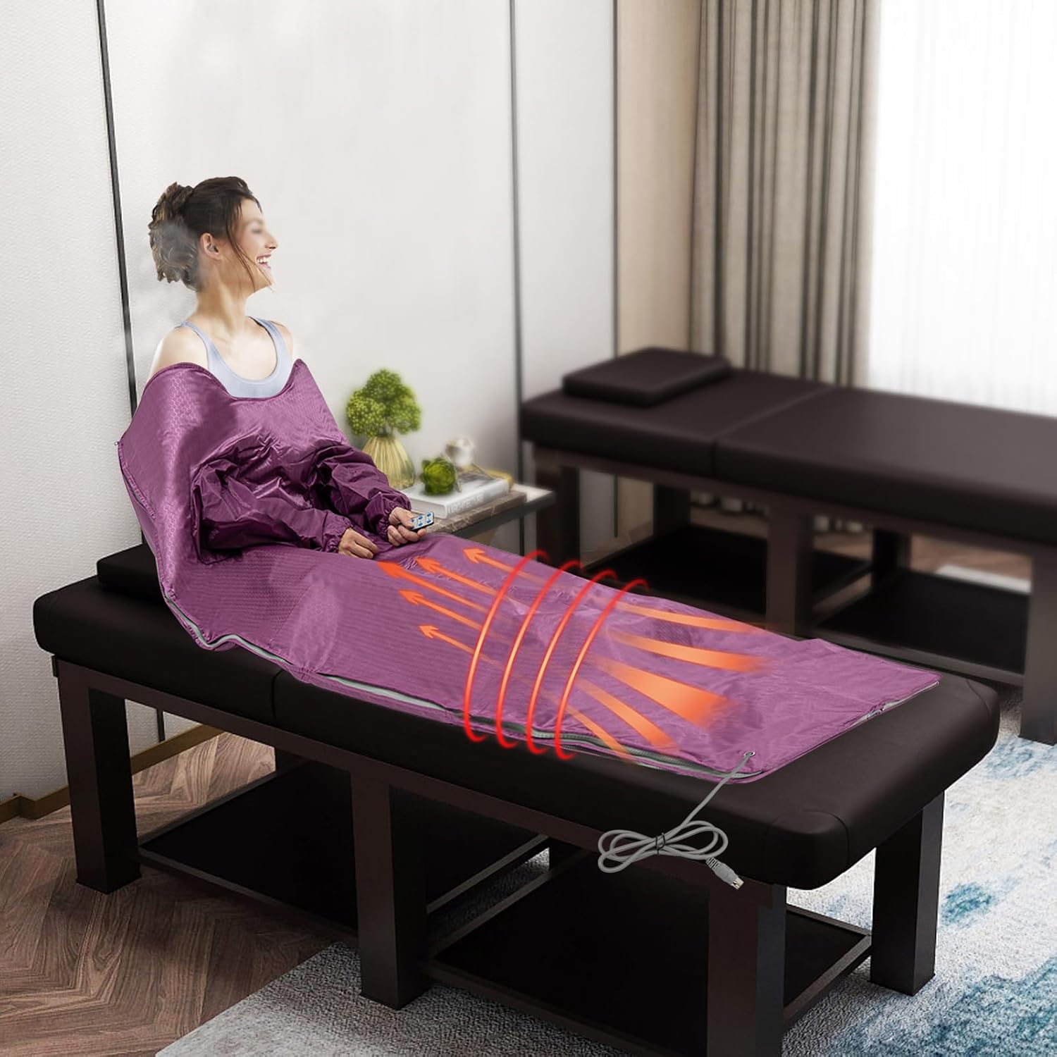 Infrared Sauna Blanket 6 ft x 2.6 ft, Portable Far Infrared Sauna Blanket for Home Use, Body Relaxation and Detoxification, 95-176°F, 0-60 Minutes Timer (Purple)
