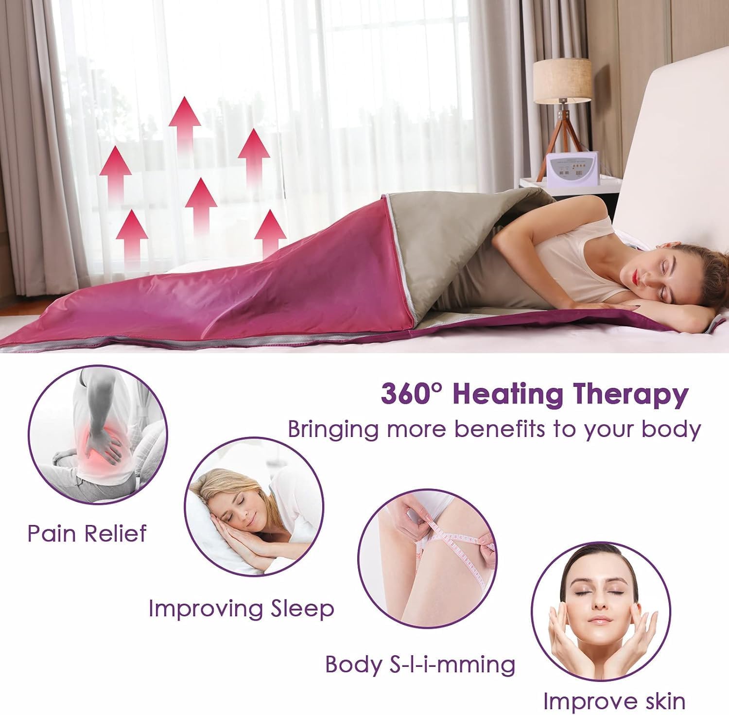 Natural Jade and Tourmaline Heat Far Infrared Sauna Blanket Home Sauna Bed Therapy Heated Portable Sauna Blanket for Home Detox 71 * 32inch