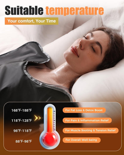 Infrared Sauna Blanket-Sauna Blanket for Home Use, Portable Design for Relaxation and Detoxification Highest 176℉, 20-60 Minutes Timer, 6 ft x 2.65 ft（Darkness）