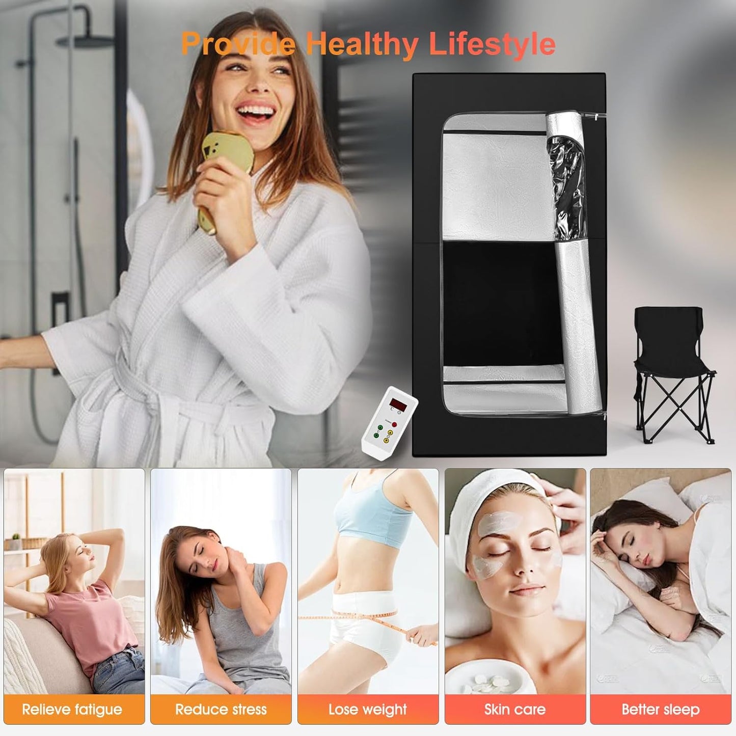 COSVALVE Portable Infrared Sauna for Home, Dry Sauna with 4 Heating Panels and Heated Foot Pad, 1 Person Infrared Sauna Tent Full Size, Remote Control, Indoor Home Spa, 35.4" x 35.4" x 71", Black