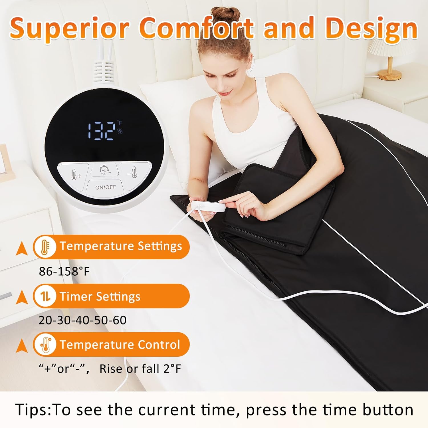 AOBOCO Sauna Blanket - Sauna Blanket for Home Use, Portable Design for Relaxation and Detoxification with 5 Layer Thickened Construction, 86-158°F& 20-60 Minutes, 6.2 ft. x 2.6 ft