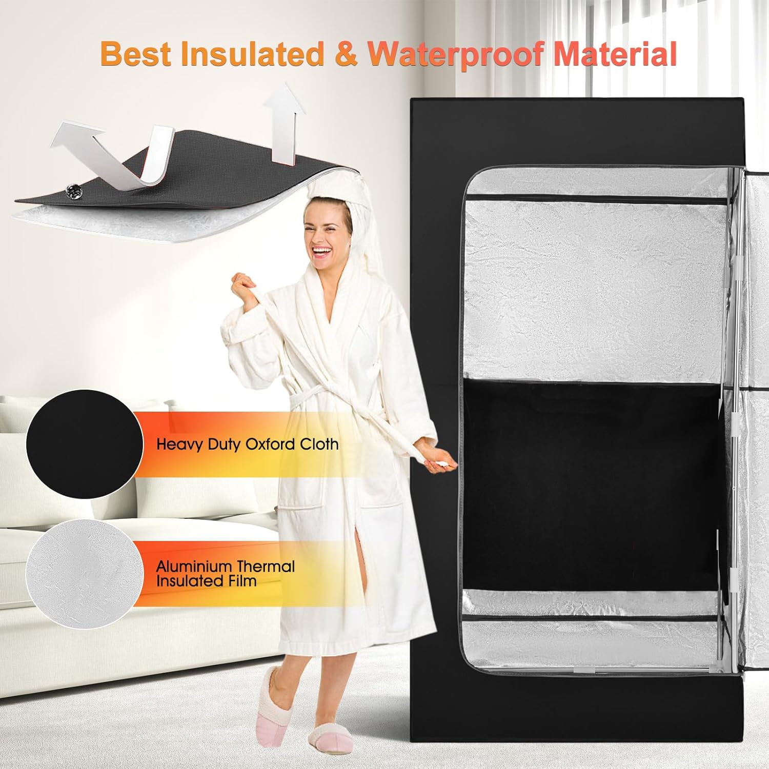COSVALVE Portable Infrared Sauna for Home, Dry Sauna with 4 Heating Panels and Heated Foot Pad, 1 Person Infrared Sauna Tent Full Size, Remote Control, Indoor Home Spa, 35.4" x 35.4" x 71", Black