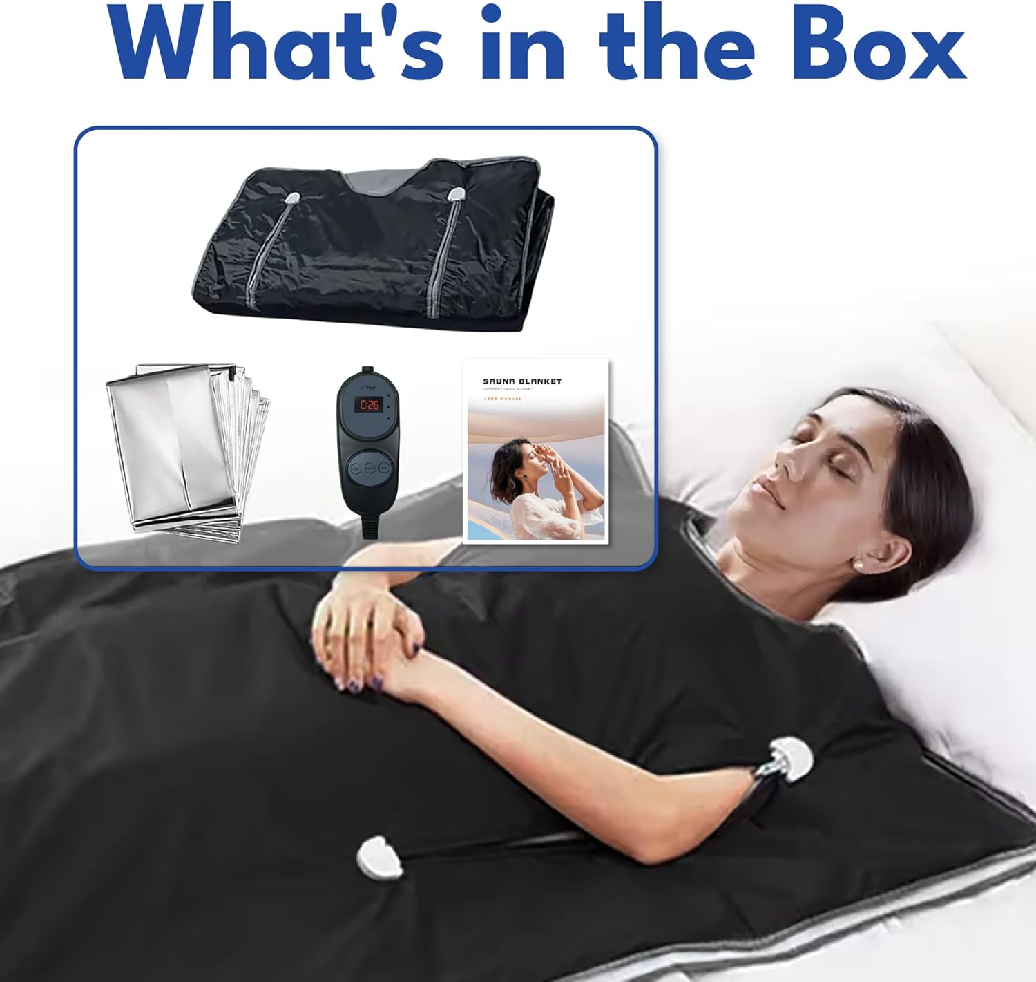HL300 Portable Far Infrared Sauna Blanket for Body Relaxation & Detoxification, 1-60 Minutes Timer, 95-185°F Temp. Control