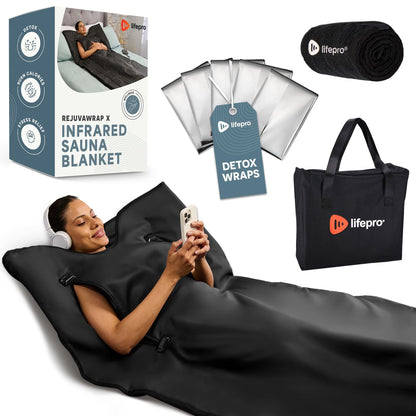 LifePro RejuvaWrap Infrared Sauna Blanket for Detox & Relaxation – Available in 5 Colors & 3 Models – Portable Far Infrared at Home Sauna for Muscle Relief, Circulation & Recovery – 9 Heat Levels