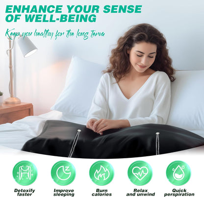 Infrared Sauna Blanket, Far Infrared Sauna for Home Detox Relaxation, Portable Sauna Infrared Blanket, 113-176℉, 30-60 Minutes Timer, 6 ft x 2.62 ft, Black-TS