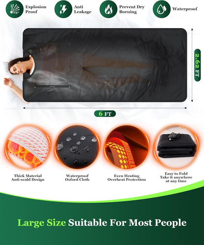 Sauna Blanket Infrared Sauna Blanket with Infrared Light, Sauna Bag for Relaxation and Wellness, Waterproof Infrared Heat Sauna Wrap
