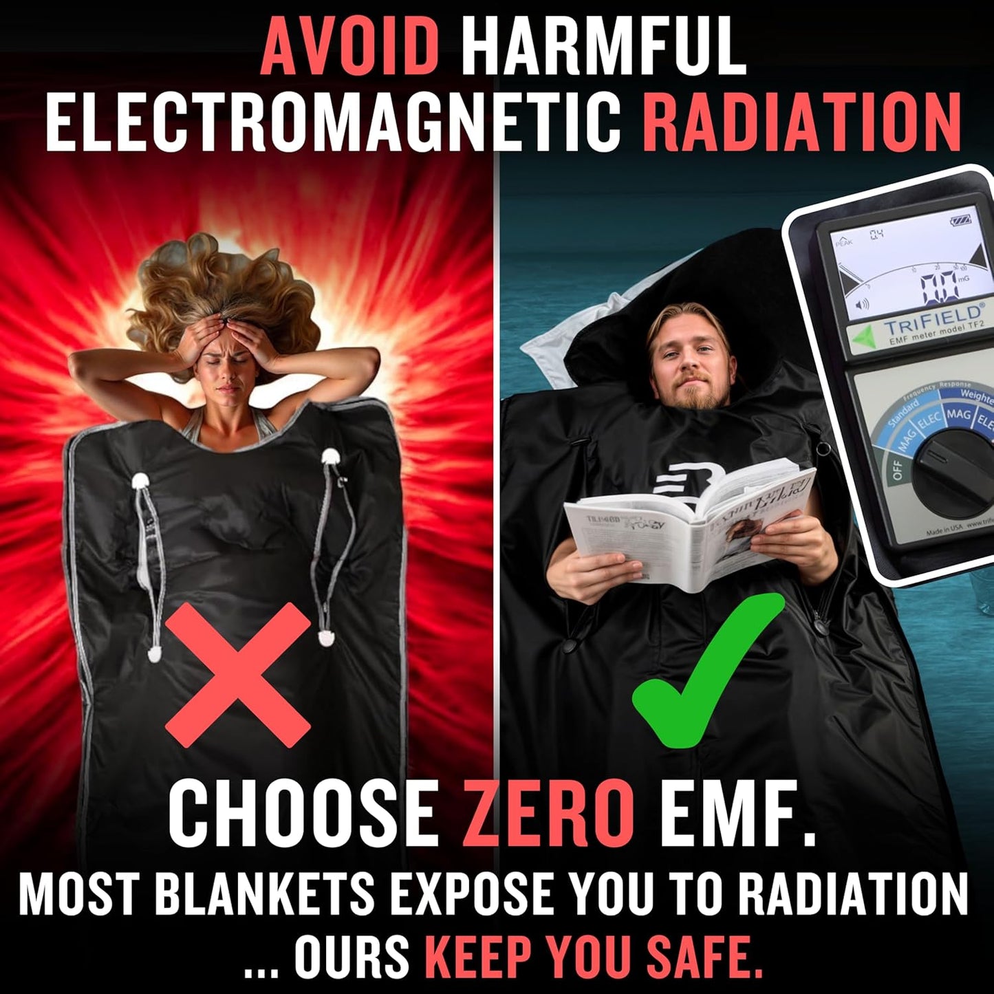 Near Zero EMF Far Infrared Sauna Blanket for Home — 71x35.5 in Portable Infrared Sauna Bag for Wellness — Detoxify, Cleanse and Burn Up to 600 Calories per Session — Black
