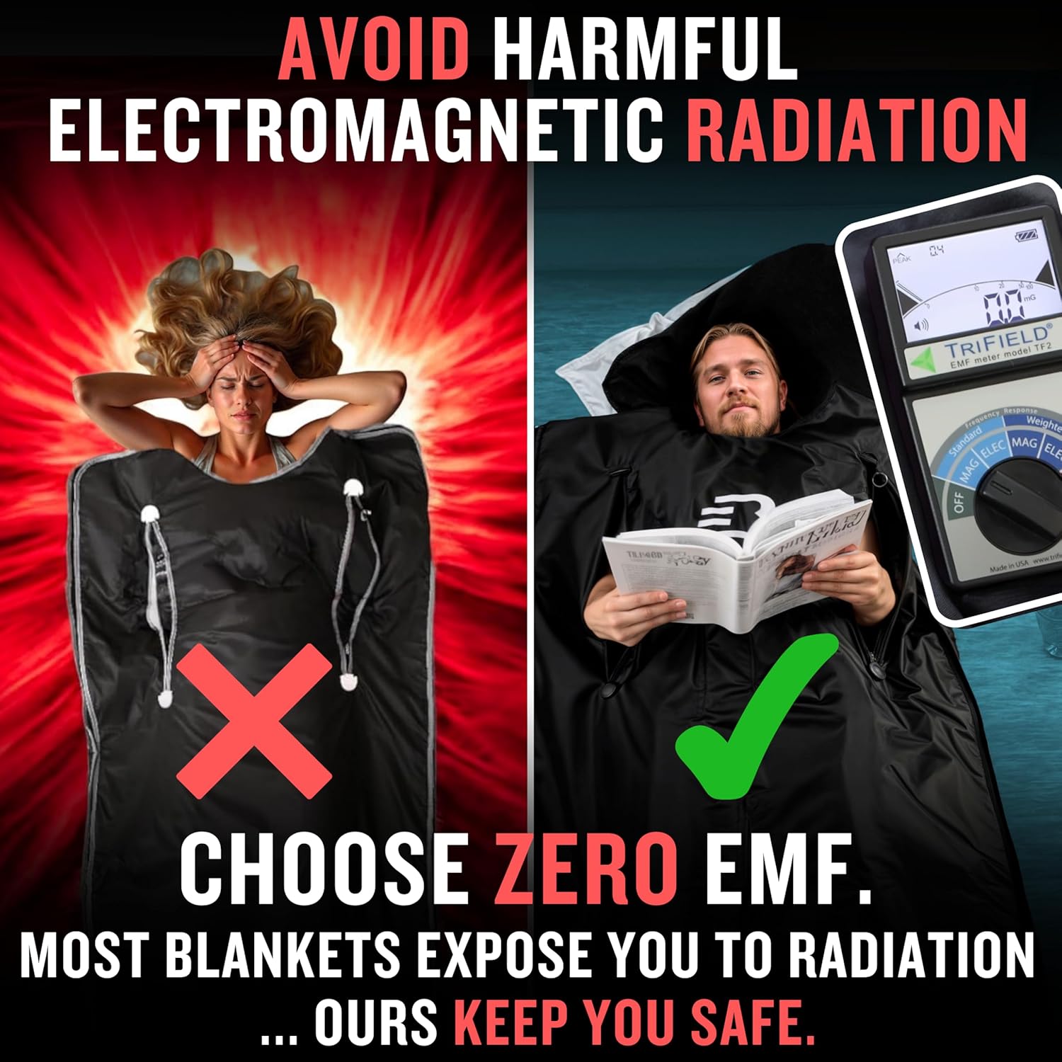 Near Zero EMF Far Infrared Sauna Blanket for Home — 71x35.5 in Portable Infrared Sauna Bag for Wellness — Detoxify, Cleanse and Burn Up to 600 Calories per Session — Black