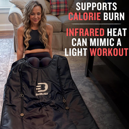 Near Zero EMF Far Infrared Sauna Blanket for Home — 71x35.5 in Portable Infrared Sauna Bag for Wellness — Detoxify, Cleanse and Burn Up to 600 Calories per Session — Black