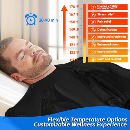 Infrared Sauna Blanket-Far Infrared Saun, Portable Infrared Sauna for Home, 176℉ Max, 30-90 MinTimer, 6 ft X 3 ft