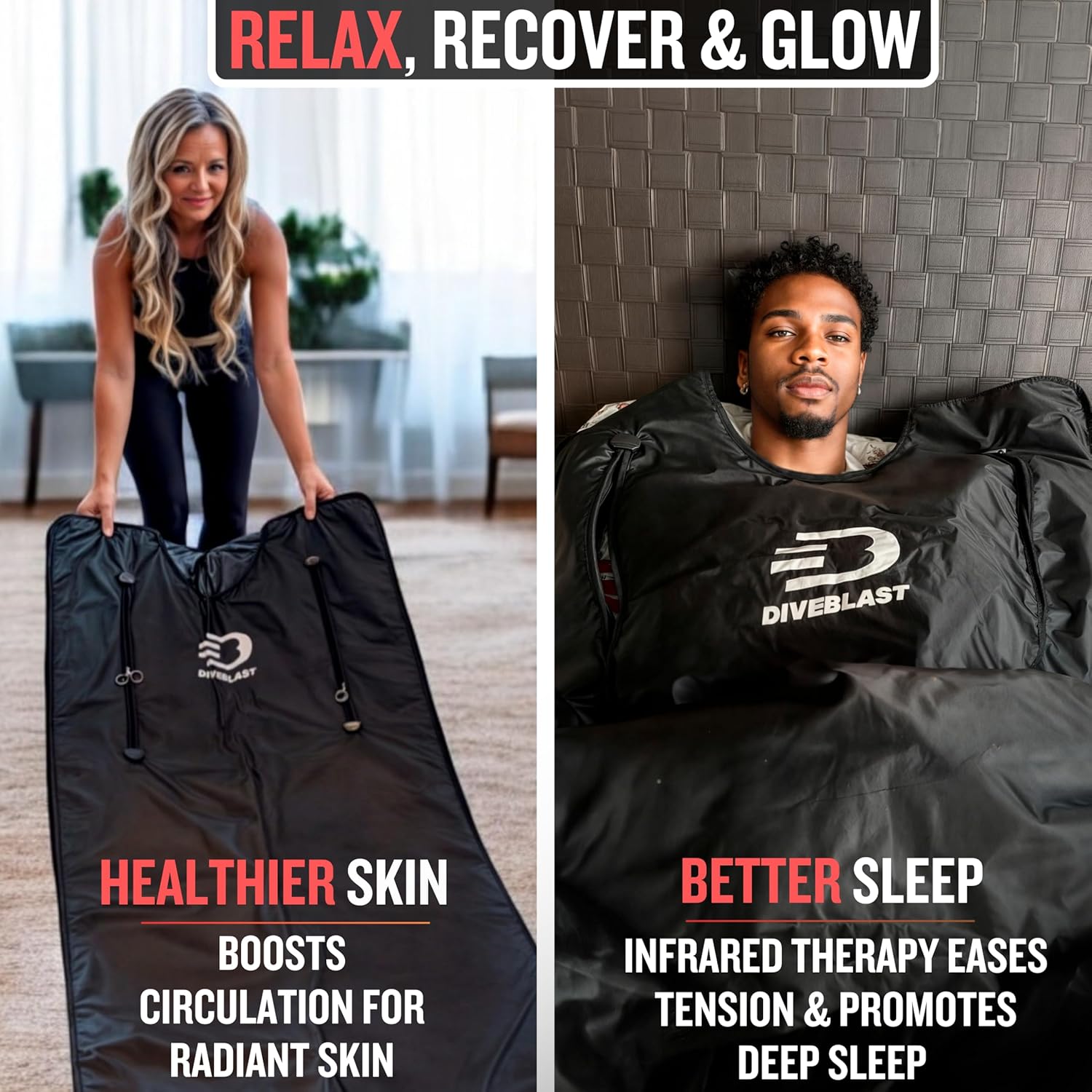 Near Zero EMF Far Infrared Sauna Blanket for Home — 71x35.5 in Portable Infrared Sauna Bag for Wellness — Detoxify, Cleanse and Burn Up to 600 Calories per Session — Black
