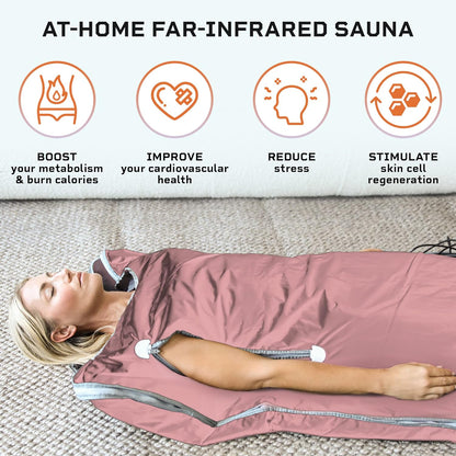 LifePro BioRemedy Infrared Sauna Blanket - Portable Far Infrared Home Sauna for Detox, Tension and Relaxation - Adjustable Temperature (113-176°F) - Includes Carry Bag & Detox Wraps