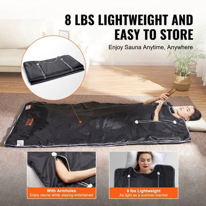 Portable Sauna Blanket Detox Far Infrared Sauna Bag Carbon Fiber Heating 1-6 Level Adjustable Temp Timer 5-60 mins 75x35in - SAUNA BLANKETS® - Free Shipping Buy Now