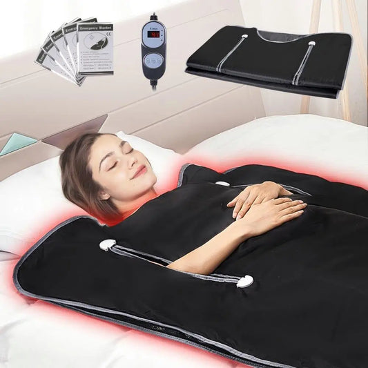 Portable Sauna Blanket Detox Far Infrared Sauna Bag Carbon Fiber Heating 1-6 Level Adjustable Temp Timer 5-60 mins 75x35in
